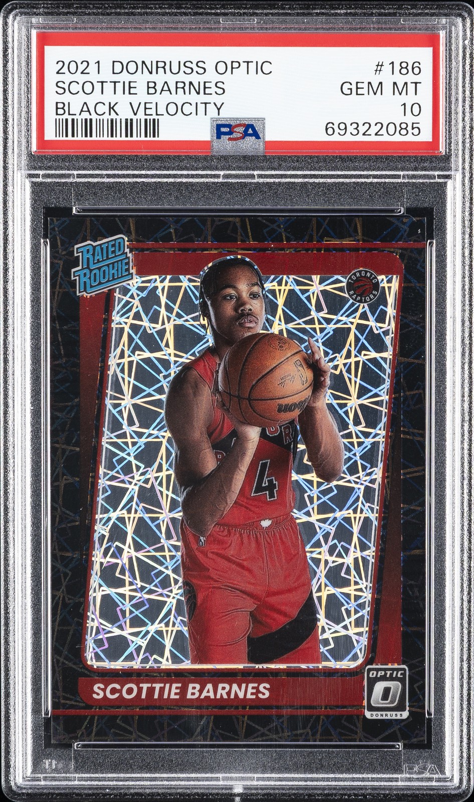 2021 PANINI DONRUSS OPTIC BLACK VELOCITY #186 SCOTTIE BARNES 31/39 PSA 10