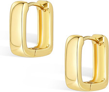 925 Sterling Silver Earrings Small Chunky Silver Earrings for Women Trendy 14K G