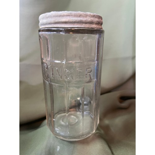 Vintage bis Antik Glas Strumpfhalter Vitrine INGWER Glas mit Deckel Gewürz - Bild 1 von 7