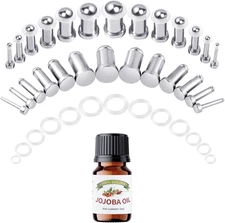 20-26Pcs Ear Stretching Kit 1-7Mm/7.5-12Mm Plugs for Ears Gauges with O-Rings St