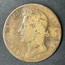 1827 H French West Indies 10 Centimes Coin France Colonies King Charles X