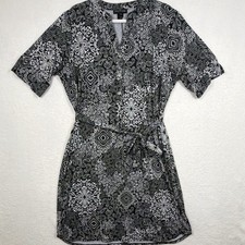 Stella & Julie 18W Black White Paisley Dress Wrap Tie Waist Stretch Plus Size
