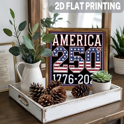 Rustic America 250th 1776-2026 Wooden Plaque 4th of July Patriotic