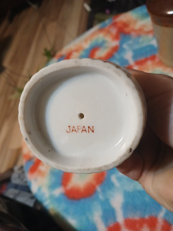 Винтажный японский держатель для зубной щетки с розовой синей отделкой из розового золота - Изображение 3 из 3