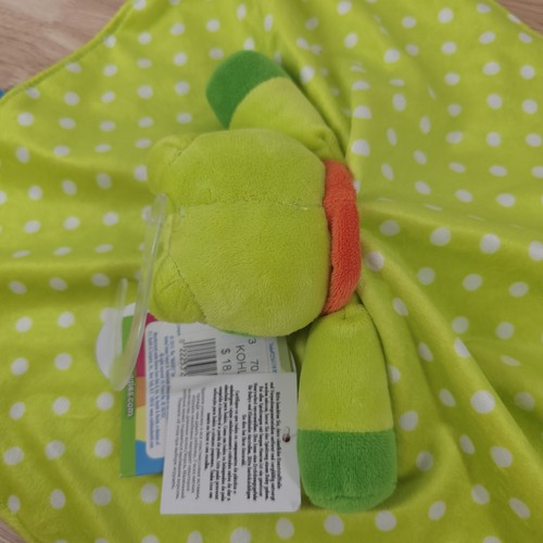 Taggies Green Frog Security Blanket Lovey Polka Dots Rattle Satin Back 2012 New - Picture 6 of 11