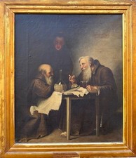 After Van De LLew : The Frugal Meal , Oil On Canvas