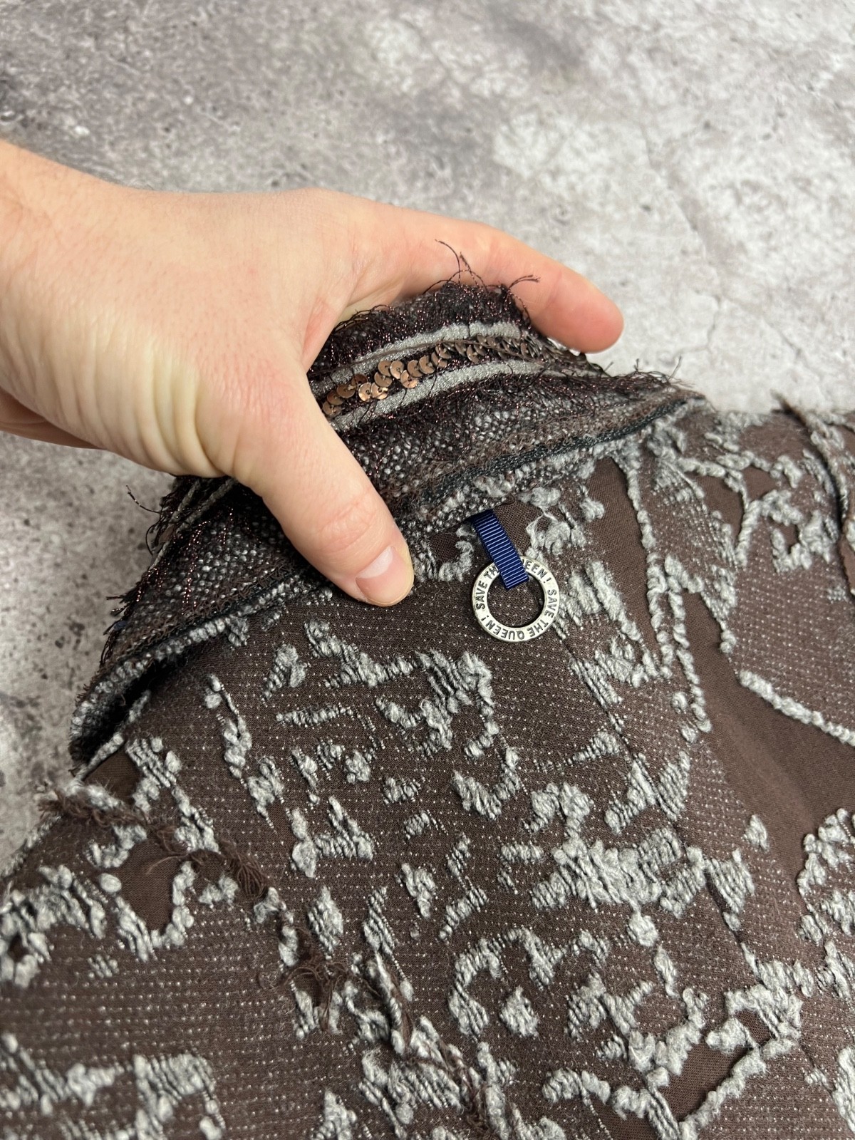 Save The Queen Patchwork Wool Coat Assymetric Bro… - image 19