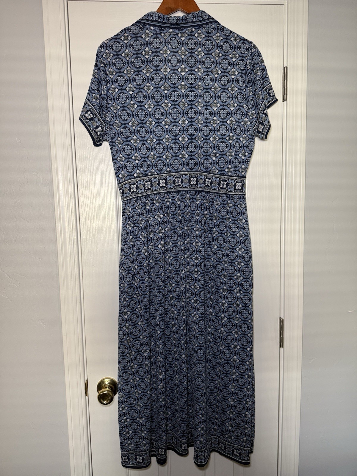 Max Studio Blue Geometric Pattern Collared Dress … - image 2