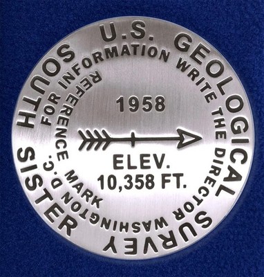New South Sister USGS Bench Mark Paperweight 3.25in Pewter Medallion by Geo-Situ