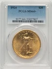 1924 ST. GAUDENS $20 GOLD COIN PCGS MS 64+