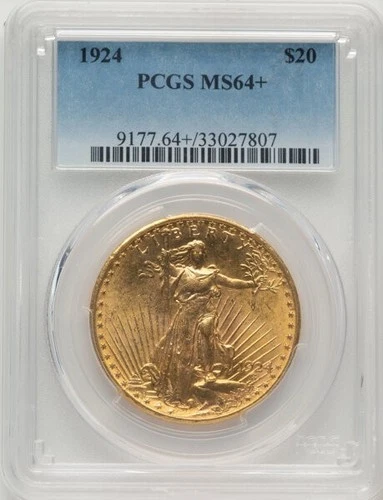 1924 ST. GAUDENS $20 GOLD COIN PCGS MS 64+