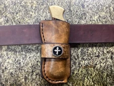 Leather Pocket Knife Case Sheath Buck 110  Buscadero (Sheath Only) Cross