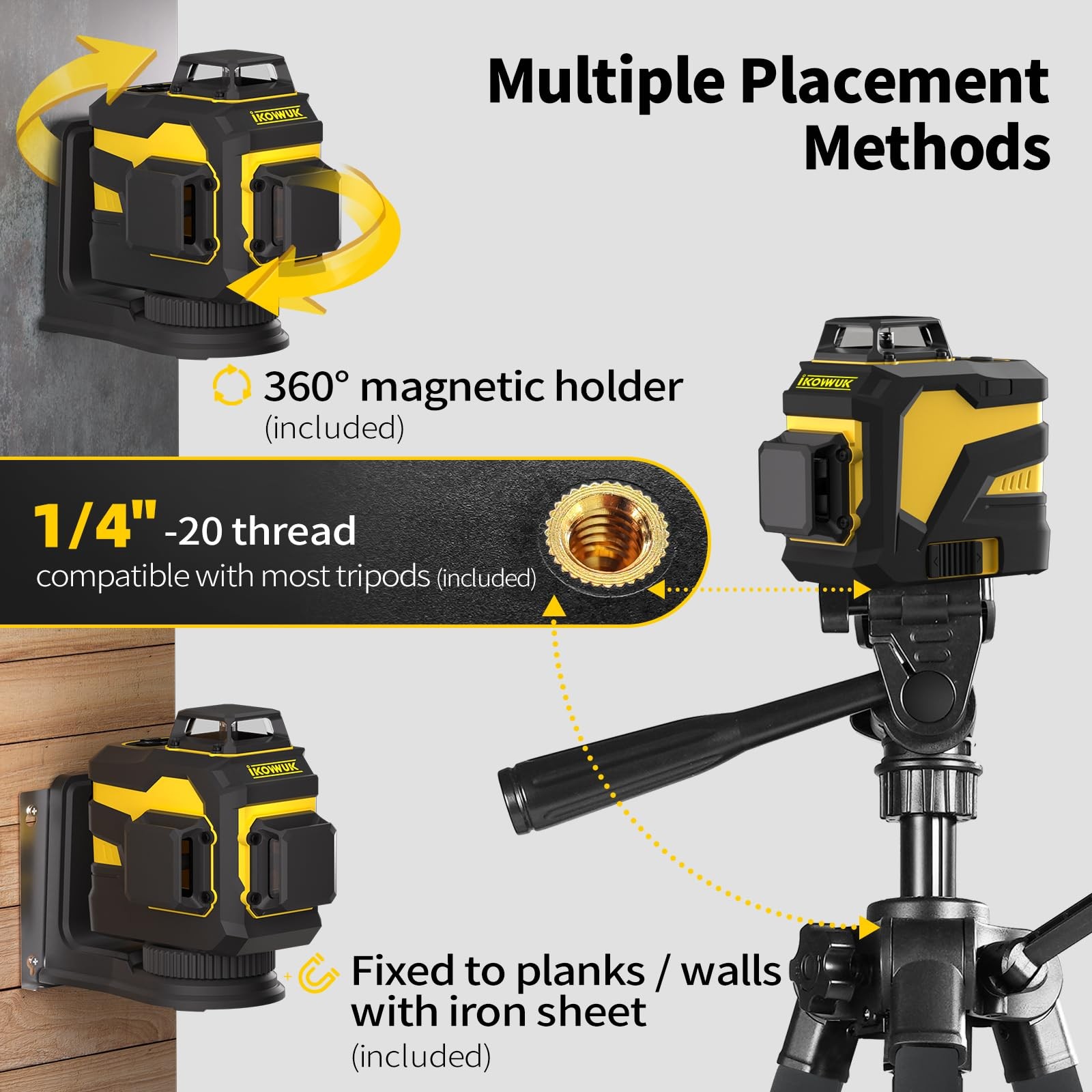Laser Level with Tripod, 3x360° Cross Line Laser for Construction and Picture...