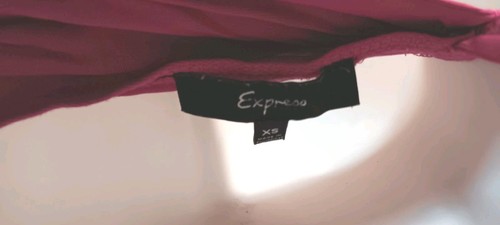 EXPRESS Dress Stretch waist BELOW knee RASPBERRY FUCHSIA HOT PINK BACKOUT XS - Picture 9 of 9