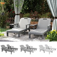 Set of 2 Resin Reclining Sun Loungers for Garden