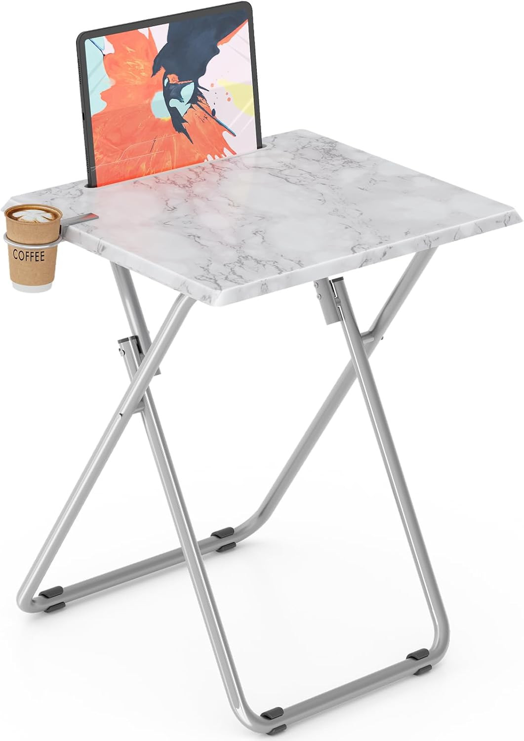 Folding TV Tray Tables, TV Dinner Trays for Eating, Portable Tv Trays with Cup H