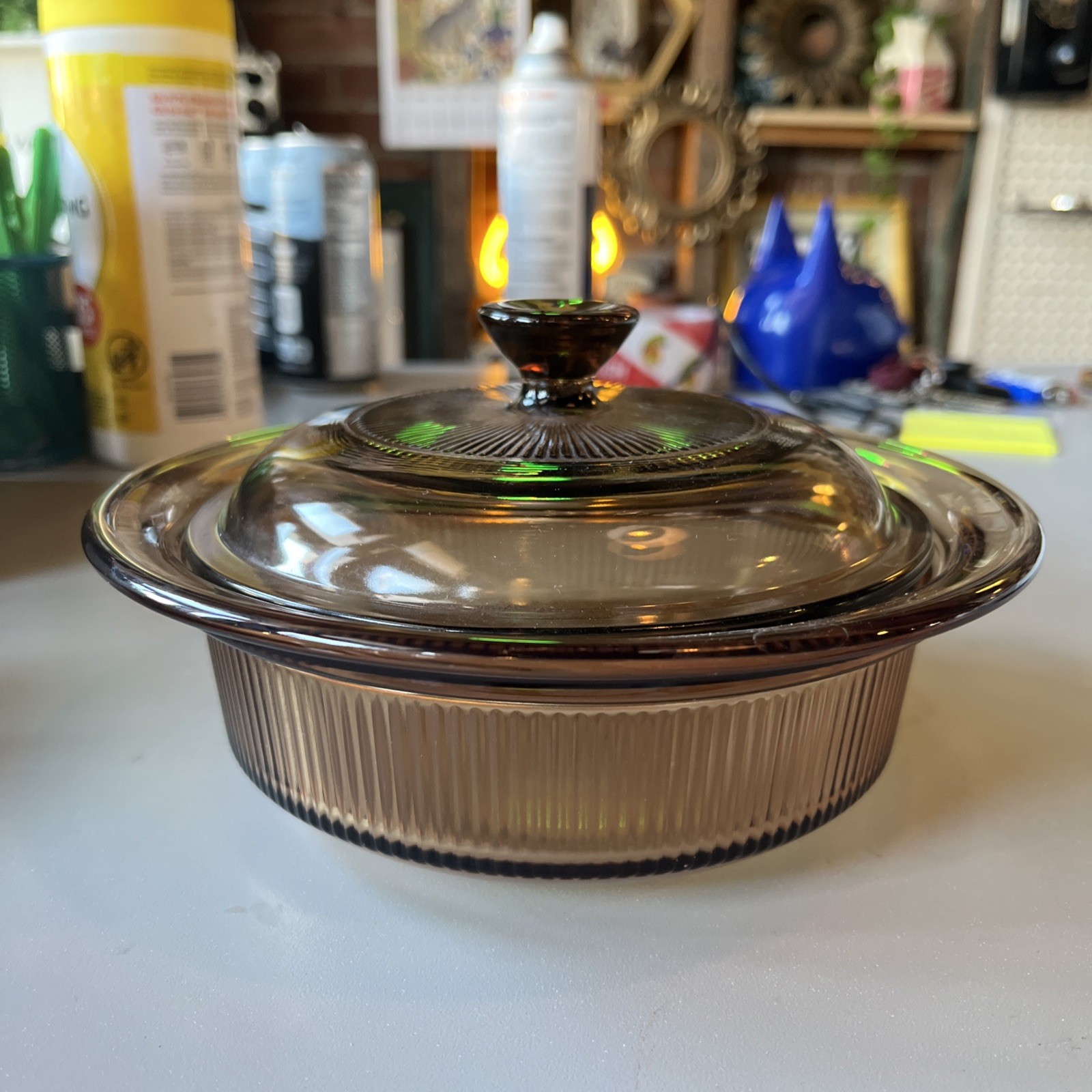 Pyrex V-30-B Amber 24oz Casserole Dish Oven & Microwave Safe with Lid