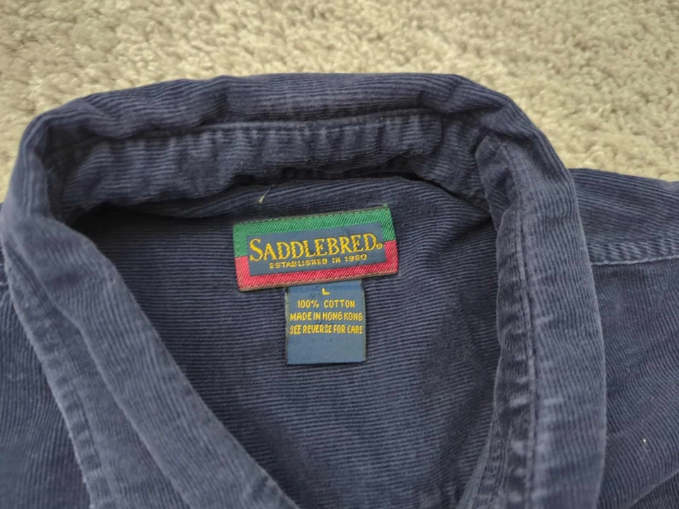 Camisa masculina vintage com botões de alforje veludo grande feita em Hong Kong - Imagem 3 de 4