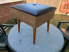 Sherborne Sewing Box & Contents Foot Stool Retro Vintage Dansette Legs 1960/70s