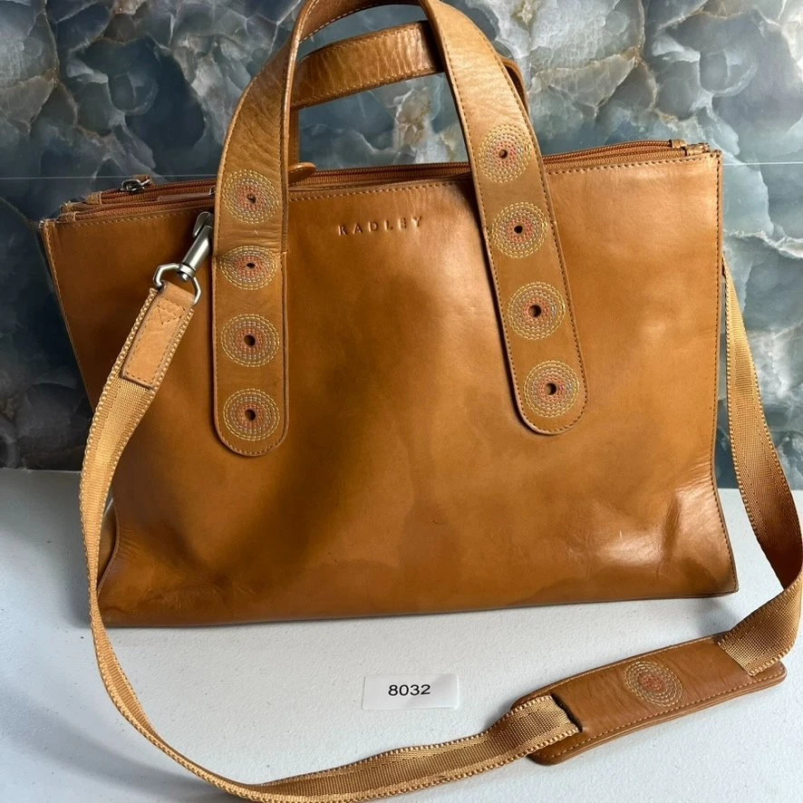 Bolso de Mano Radley Cuero Coñac Bordado Círculos Correa Desmontable Foto 2 de 4