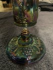 Vintage Blue Iridescent Carnival Glass by Indiana Glass Tall Candy Dish w Lid — photo 5