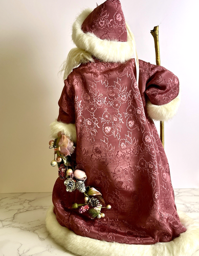 Vintage Terry's Village Santa Tree Topper with Faux Fur and Staff Holiday 18" - Picture 3 of 10