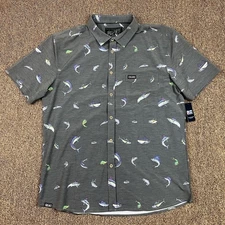 Pelagic Dockside Gamefish Stretch Woven Shirt Short Sleeve Charcoal Men's XL