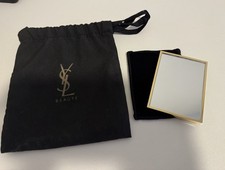 YVES SAINT LAURENT YSL BEAUTE Hand Mirror Compact Portable Gold With Pouch