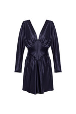 VERSACE Draping Navy Blue Silk Dress New And Authentic