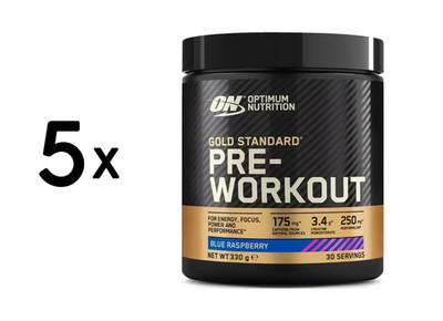 5 x Optimum Nutrition Gold Standard Pre-Workout (330g) Blue (96,96 EUR/kg)