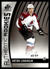 2017-18 SP Game Used Anton Lindholm Rookie 49/54 Colorado Avalanche #154