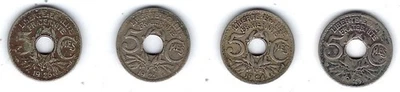 Lot 4 pièces – 5 Centimes Lindauer – 1923/24/25/26 République Française REF 3721 - Photo 1/2
