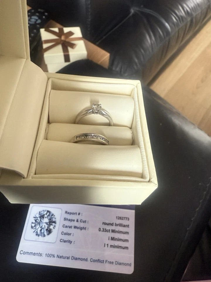 9ct White Gold Engagement & Eternity Ring - Image 4 of 4