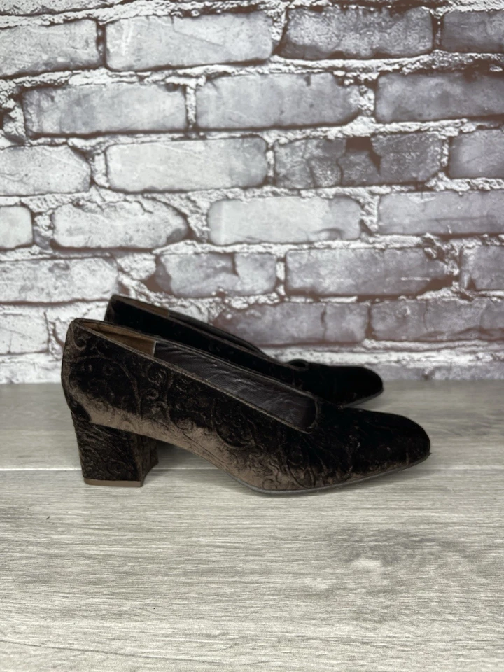 Zapatos de salón ENZO ANGIOLINI marrón texturizado floral terciopelo bloque mujer 6M EE. UU./36,5 EU Foto 3 de 4