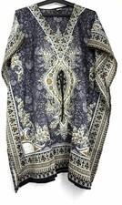 Women's Short Kaftan Hippy Boho Maxi Dress Free Size Caftan Top Tunic Dress Gray