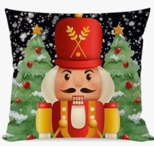 NUTCRACKER Soldier Tree Christmas Throw Pillow Cover Winter Holiday Home Decor