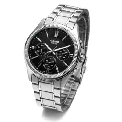 Casio Herren Analog Silber Edelstahl Armband Uhr MTP-1375D-1A - Elegant Mul