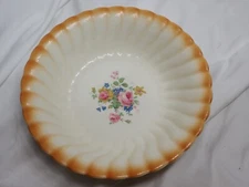 Vintage Homer Laughlin E45N8 Serving 9" Bowl Pink Roses Orange Sprayed Edge Rare