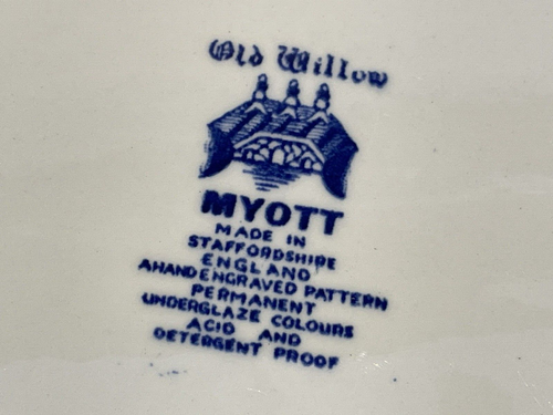 Vintage Myott Old Willow 1 Rimmed Oval and 1 Oval Plate/Dish - Picture 12 of 15