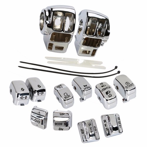 Chrome Switch Housing Cover+Caps For 1996-2013 Harley FLHTCU FLHTK FLTR FLTRU FL - Picture 1 of 12