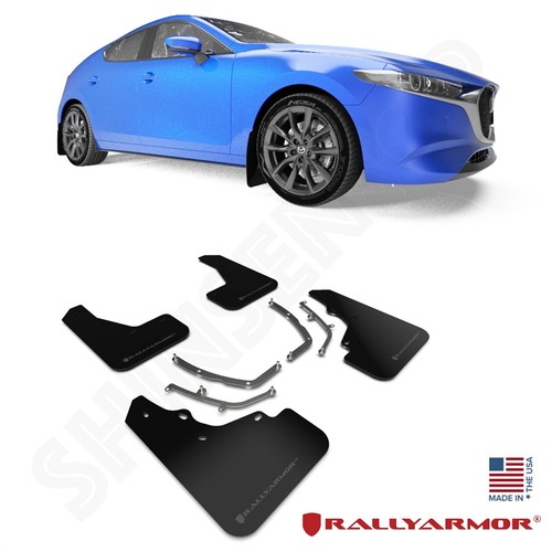 Rally Armor UR Black Mud Flaps w/ Dark Grey Logo for 2019-2025 Mazda 3 Hatchback - Bild 1 von 7