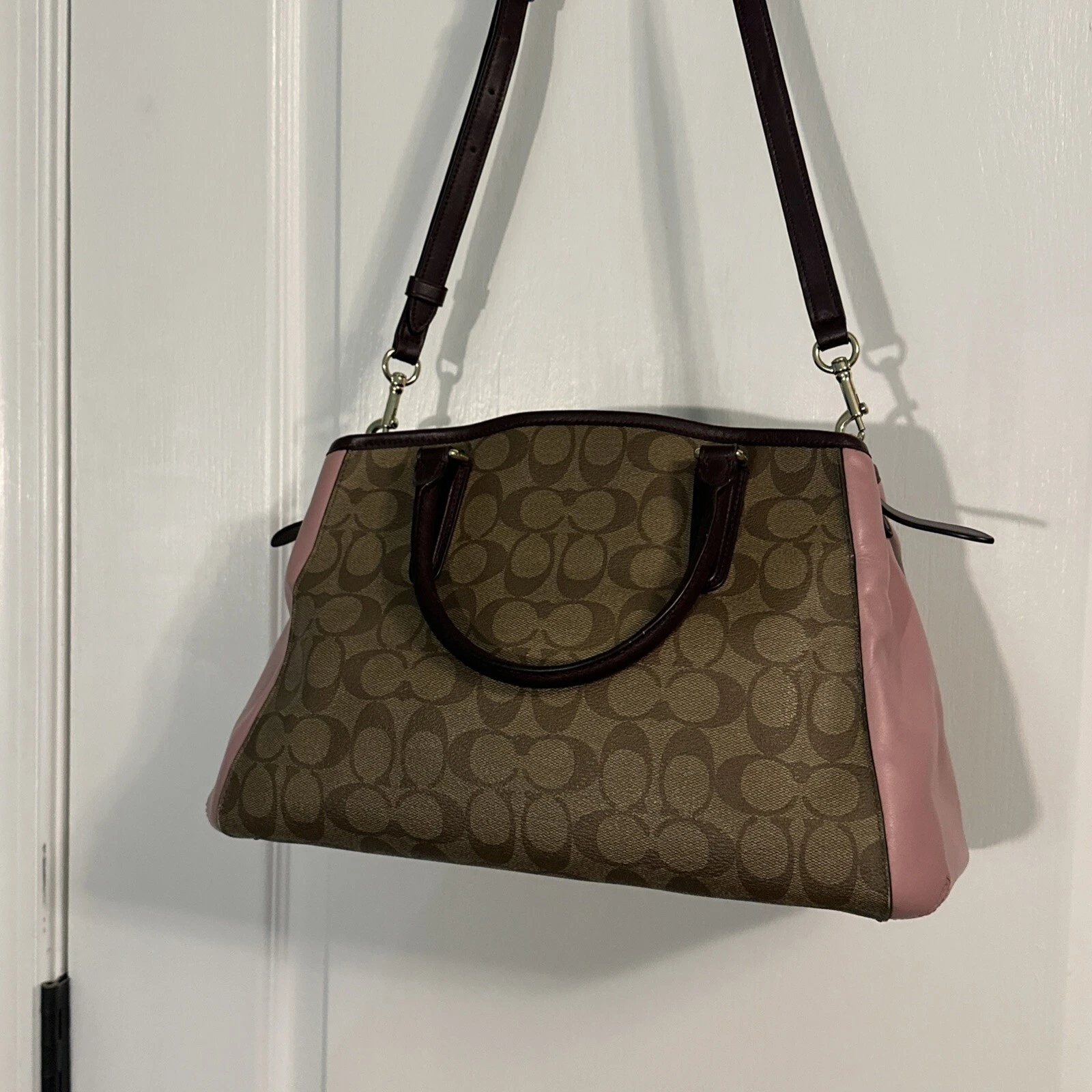 COACH F57492 PVC rosa modello totale altra borsa borsetta pelle oro portachiavi