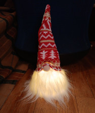 Christmas Tree Gnome Ornament Light up 11" hanging or shelf stable - Open Box