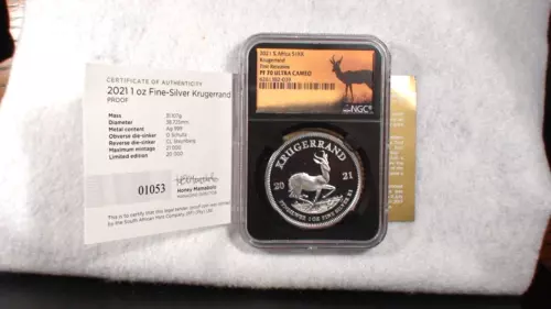 2021 S South Africa NGC PF70 UCAM Silver 1 Oz. Krugerrand FIRST RELEASE COIN!