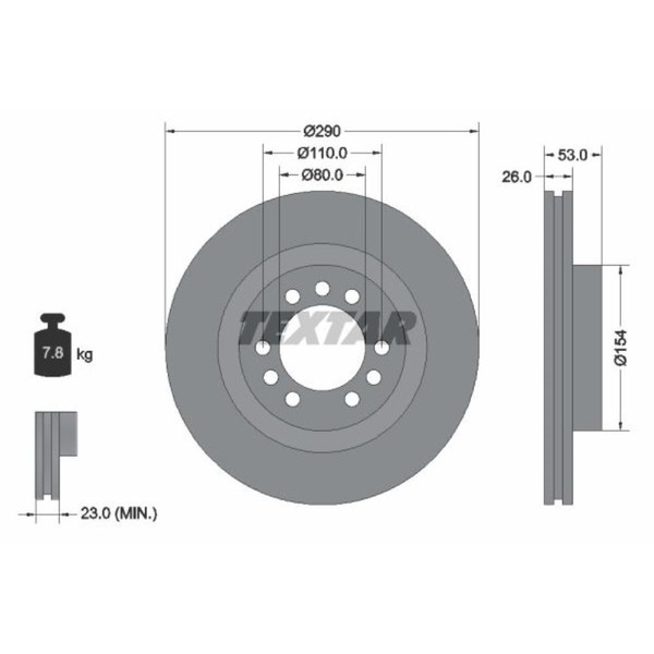 Textar 2X Bremsscheibe Vorne Ø290 Mm InnenbelüFtet FüR Iveco Daily III-image