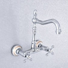 Wall Mount Polished Chrome Brass Bathroom Sink Faucet Kitchen Mixer Tap fsf782