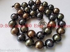 Real 10mm Black Green Brown South Shell Pearl Necklace 18'' AAA