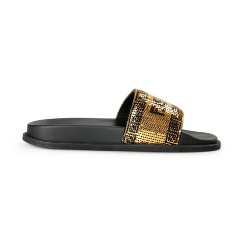 FENDI X VERSACE Fendace Women's Metalmesh Logo Pool Slide Flip Flops Shoes - Picture 4 of 8