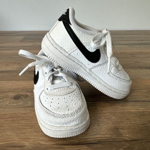 Nike Toddler Air Force 1 Shoes Sneakers CZ1691 100 White Black Swoosh ...