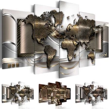 WORLD MAP Canvas Print Framed Wall Art Picture Photo Image k-A-0013-b-n